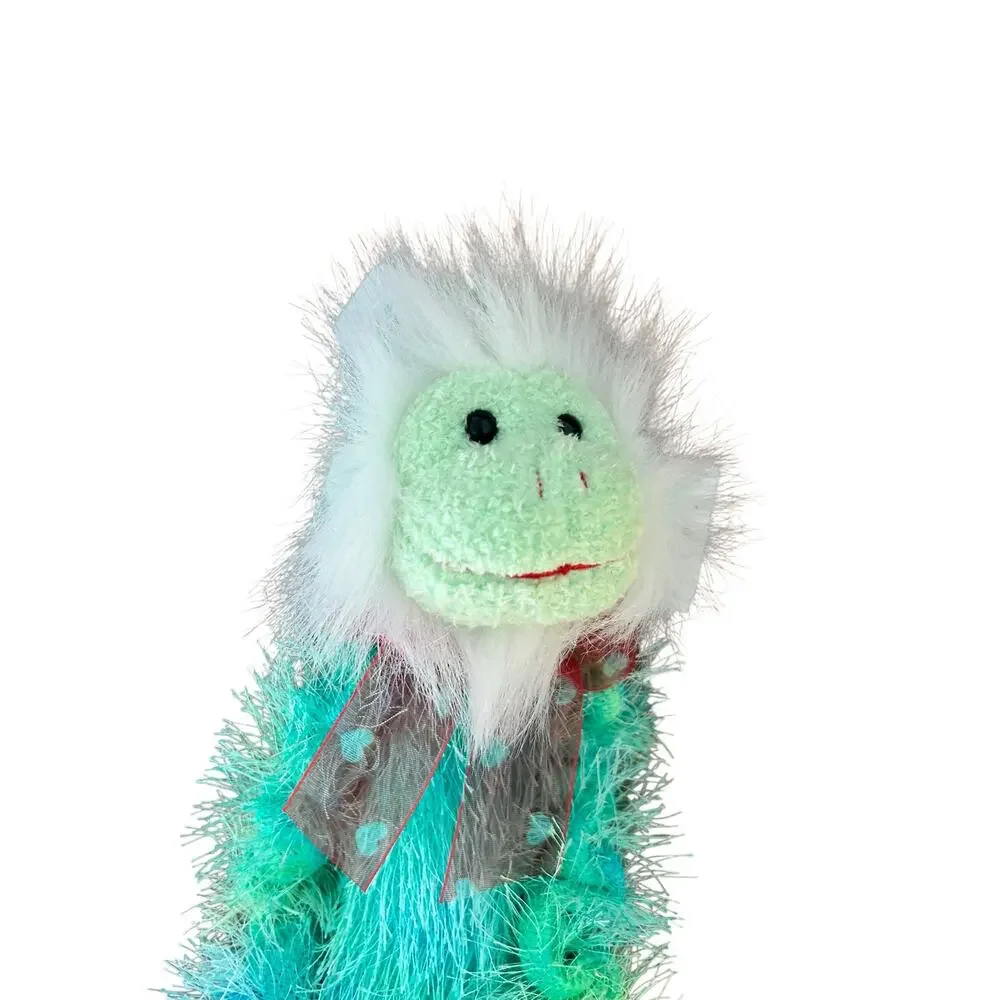 Vintage Walmart Hook-and-Loop Hanging Monkey Plush – Blue/Green Tie-Dye via 20”